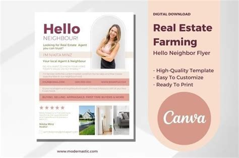 Real Estate Flyer Hello Neighbor Canva Grafik Von Modernastic