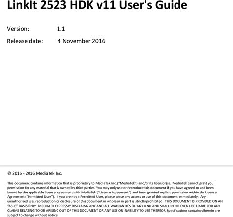 LinkIt 2523 HDK V11 User S Guide Link It Users