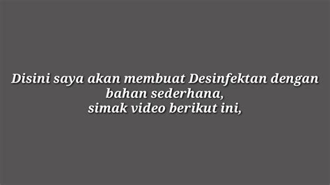 Cara Membuat Desinfektan Sederhana Youtube