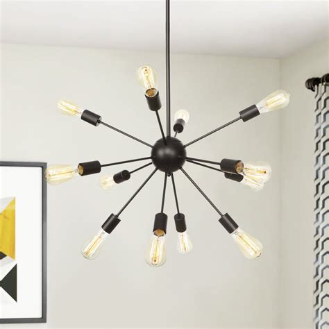 Modern Industrial 12/20 Light Black Sputnik Chandelier for living Room – Pendantlightie