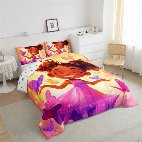 Black Girls Bedding Set Afro Girl Twin Comforter Set For Girlsamerican African Princess Magical