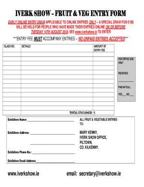 Fillable Online Iverk Show Fruit Veg Entry Form Fax Email Print