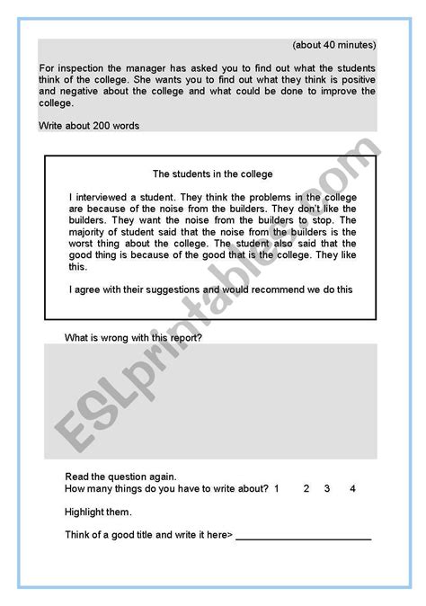 Esol Test Level 1