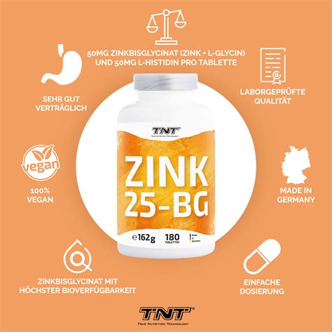 TNT Zink 25 BG Zinkbisglycinat höchste Bioverfügbarkeit 180 St Shop