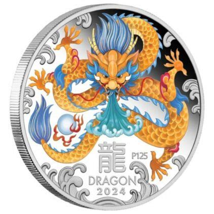 2024 Australian 1 Oz Colorized Proof Silver Dragon Hero Bullion