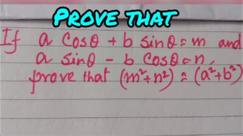 If A Cos Theta B Sin Theta M And A Sin Theta B Cos Theta N