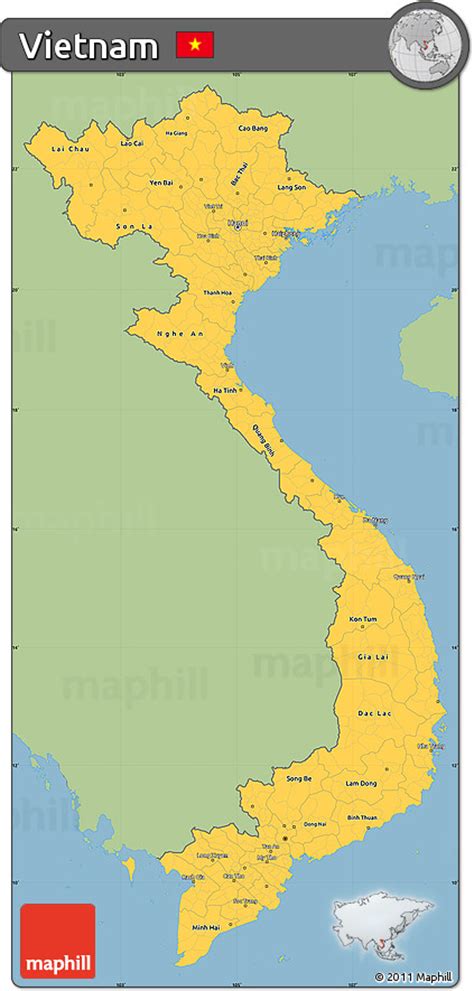 Free Savanna Style Simple Map Of Vietnam Single Color Outside