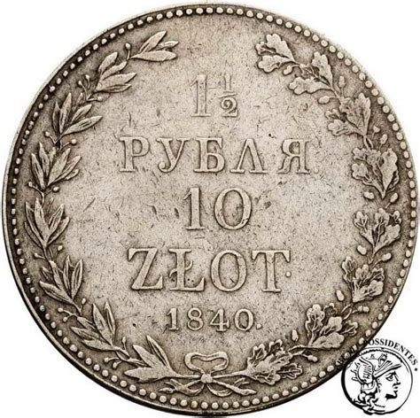 Polska XIX w 1 1 2 rubla 10 złotych 1840 MW Mikołaj I st 3