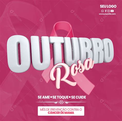 Se Ame se Toque se Cuide Outubro Rosa Social Media PSD Editável