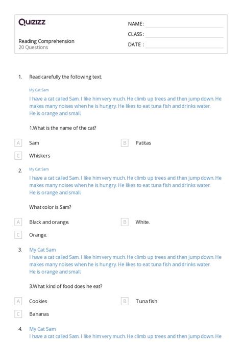 50 Reading Comprehension Strategies Worksheets For 4th Year On Quizizz