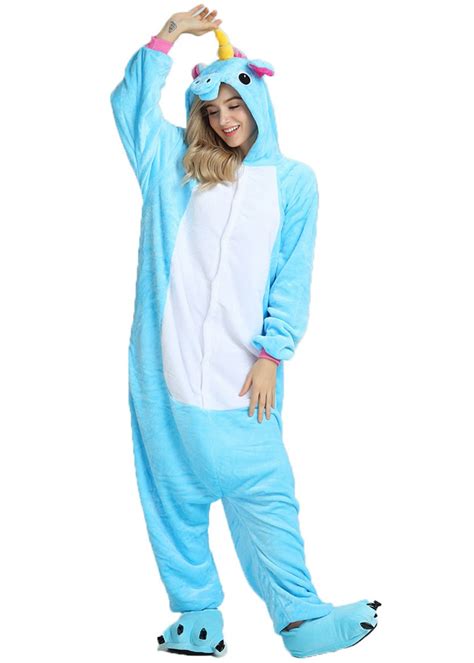 Combinaison Pyjama Bleu Licorne Animaux Déguisement Flanelle Kigurumi