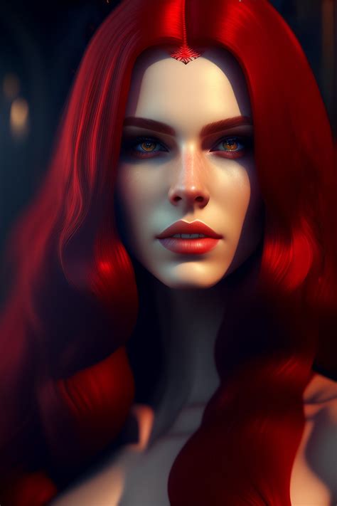 Lexica Red Long Hair Pale Skin White Skin Vampire Fantasy Sharp