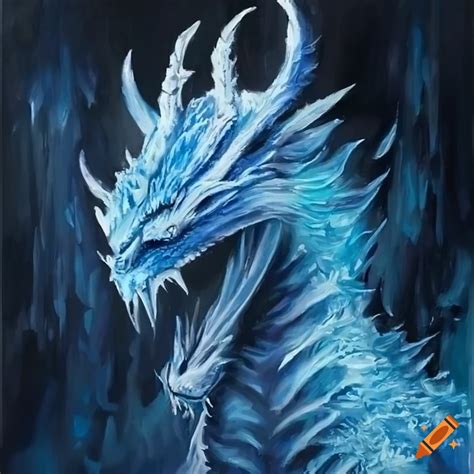 Oil Painting Of A Frost Dragon On Craiyon