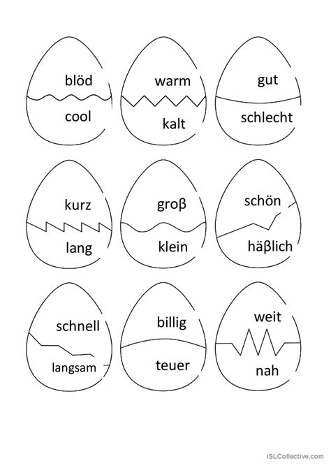 Wortschatz einfache Puzzles mit Geg Deutsch DAF Arbeitsblätter pdf doc