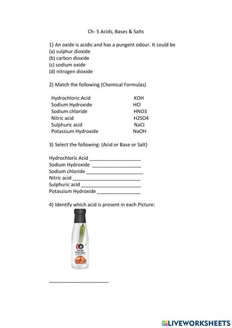 Ch 5 Acids Bases Salts Worksheet Live Worksheets Worksheets Library