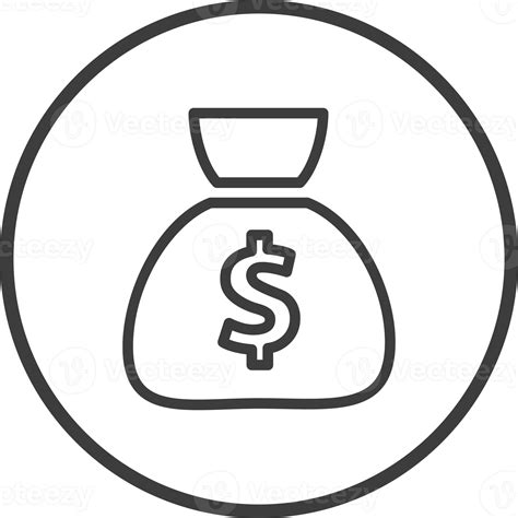 Money Bag Icon In Thin Line Black Circle Frames Png