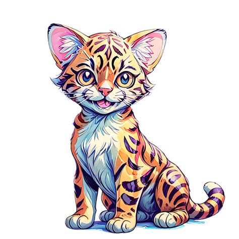 Ai Generated Bengal Cat Watercolor Clipart 36283345 Png