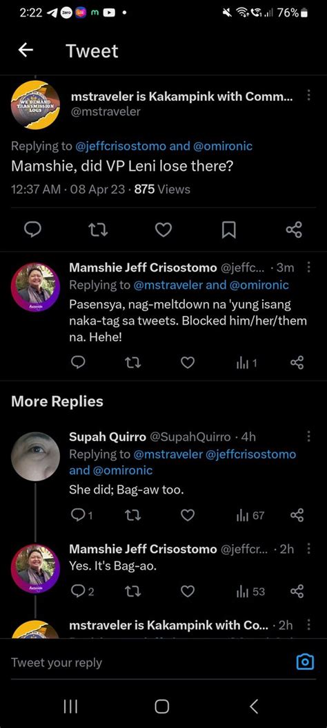 Mamshie Jeff Crisostomo On Twitter Pasensya Na At Pumatol Pa Ko