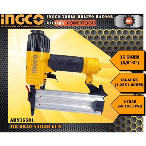 Ingco ABN15501 Air Brad Nailer Gun 15 50mm ODV POWERTOOLS Shopee