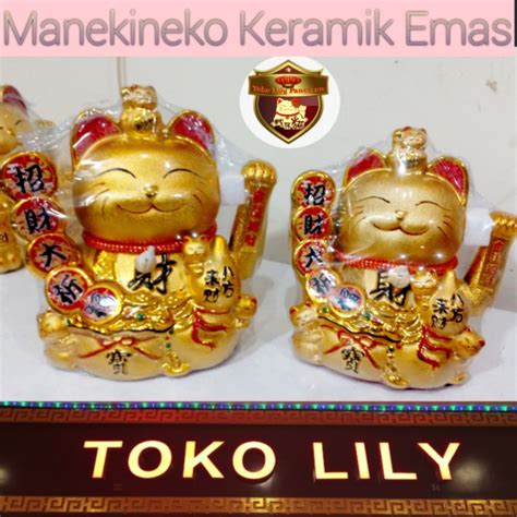 Jual Maneki Neko Kucing Hoki Keramik Emas Shopee Indonesia