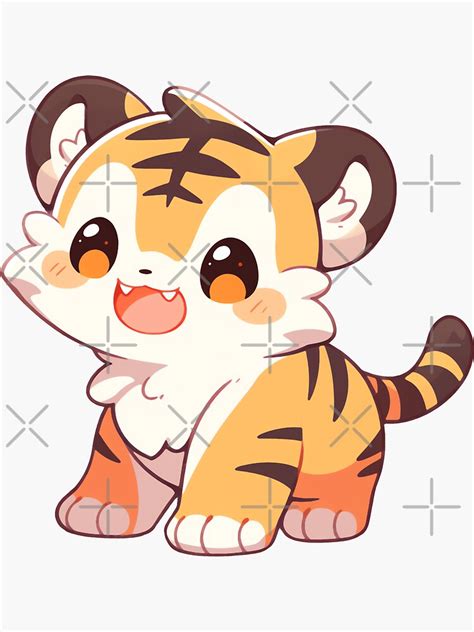 "Cute Kawaii Baby Tiger" Sticker for Sale by CozyKawaiiArt | Redbubble