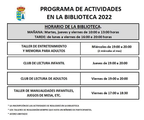 PROGRAMA DE ACTIVIDADES CULTURALES EN LA BIBLIOTECA