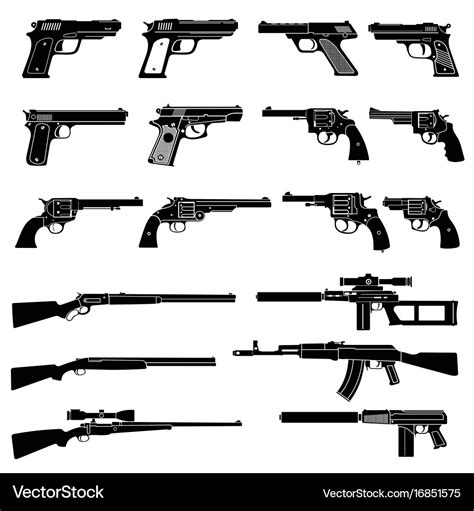 Gun And Automatic Weapon Icons Military Royalty Free Vector