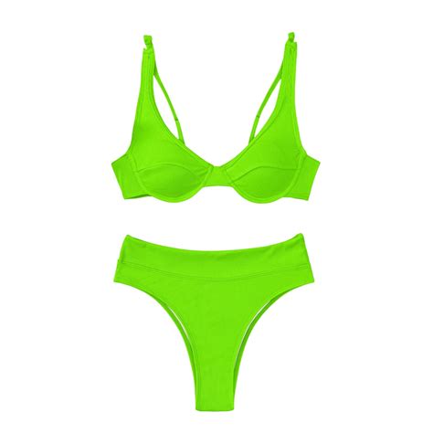 Womens Bikinis Sexy Split Bikini Solid Color Nylon Swimsuit Sexy Two