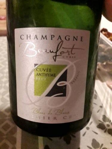 Beaufort Cyril Blanc De Blancs Cuv E Anthyme Brut Champagne Premier Cru