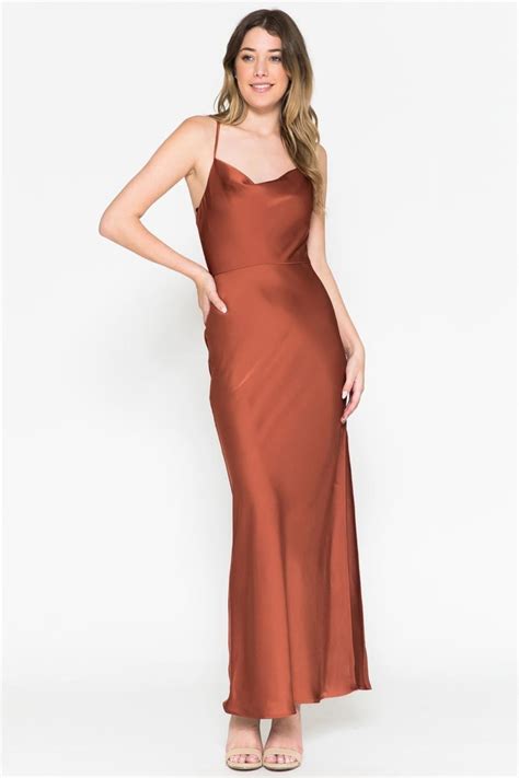 Western Dress For Women In Burnt Orange By Amelia Couture 6115 Satin Bridesmaid Dresses Midi