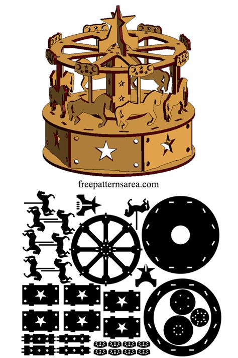 Laser Cut Carousel Dxf Plan Wooden Toy Template