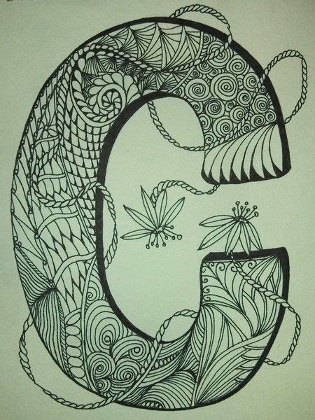 Zentangle Coloring Pages Letter C