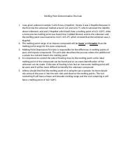 Melting Point Determination Post Lab Docx Melting Point Determination