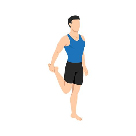 Man Doing Quadriceps Stretch Cool Down Exercise Balance Pose