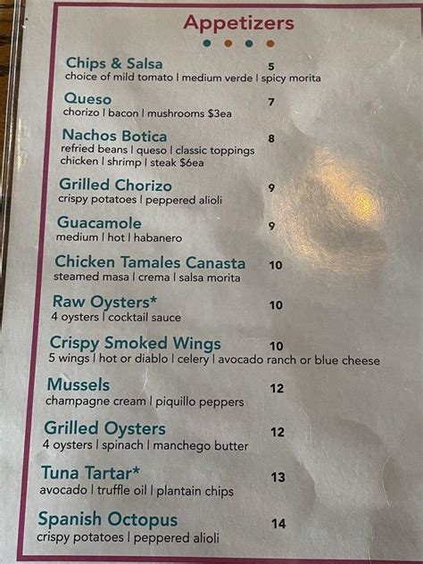 Menu At Botica Pub And Bar Atlanta