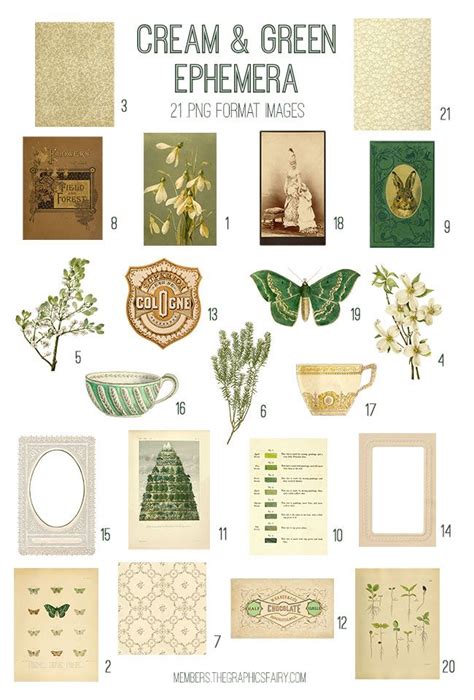 Cream Green Ephemera Kit Graphics Fairy Premium Membership Artofit