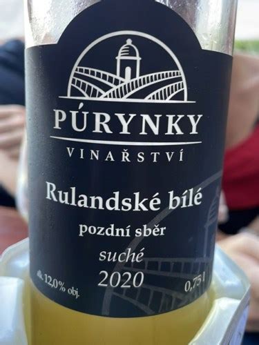 Vinařství Púrynky Rulandské Bílé Pozdní Sběr Suché Vivino US