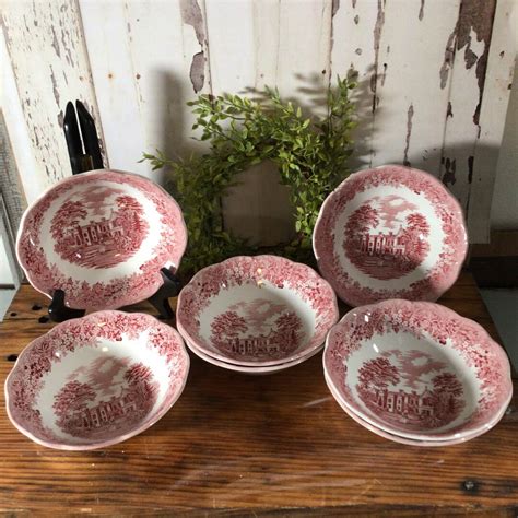 Vintage Ironstone J G Meakin England Red Cereal Bowls Ironstone