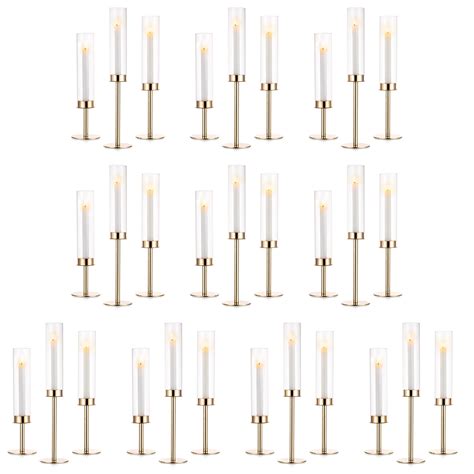 Free Shipping Nuptio Gold Taper Candle Holders With Hurricane Glass Tall Brass Candlestick