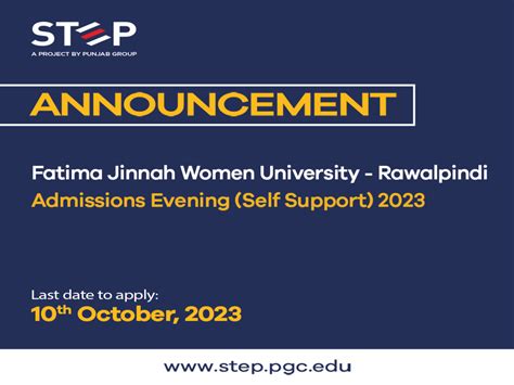 Fatima Jinnah Women University Rawalpindi Admissions Evening Self