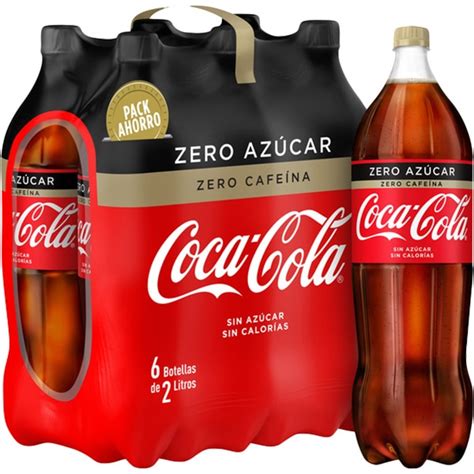 Comprar Azúcar ZERO CAFEÍNA refresco de cola pack 6 botellas 2 l COCA