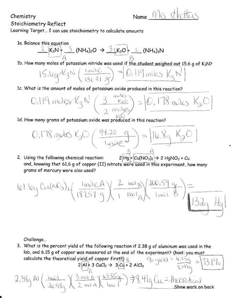 Worksheet For Basic Stoichiometry Stoichiometry Worksheets