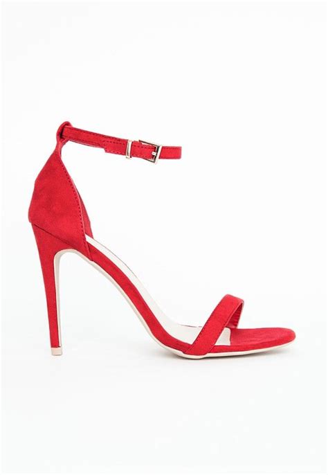 49 Missguided Clara Red Strappy Heeled Sandals Strappy Sandals Heels Red Suede Heels Red