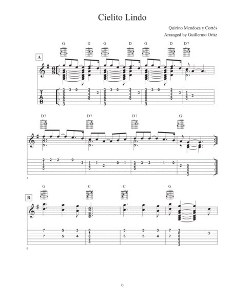 Cielito Lindo Guitar Arrangement By Quirino Mendoza Y Cortés - Digital Sheet Music For Guitar ...