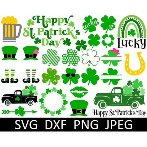 St Patricks Day Svg Bundle Shamrock Lucky Png Digital Download Cut