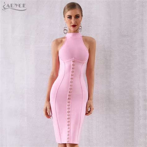 Adyce New Summer Women Bandage Dress Sexy Sleeveless Pink Tank