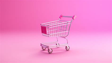 Premium Photo Shopping Cart On Pink Background Ecommerce Concept