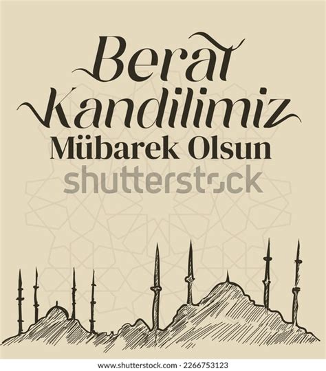 Berat Kandilimiz Mubarek Olsun Translation Islamic Stock Vector