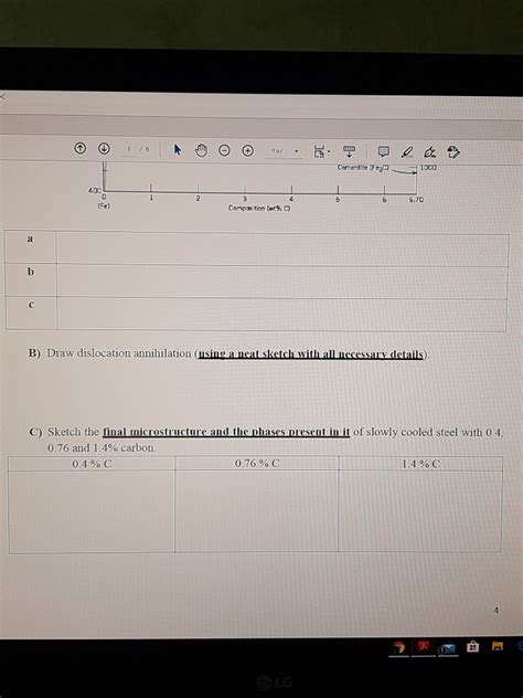 Solved A Using The Fe Fe C Phase Diagram Below Write The Chegg