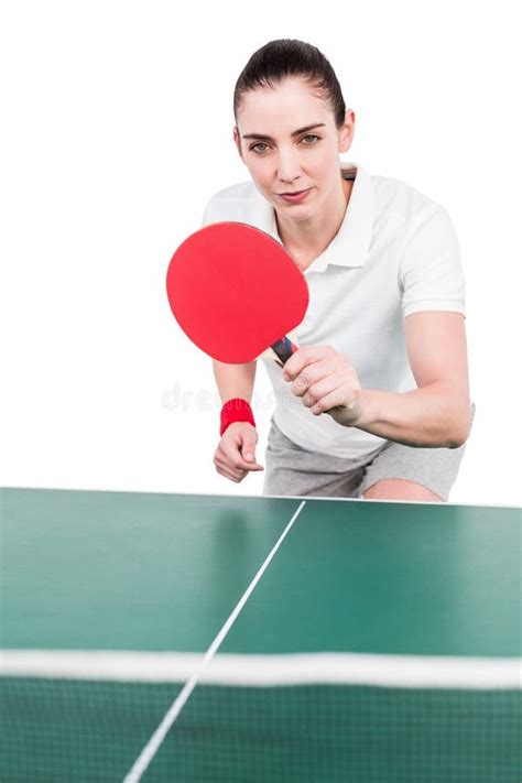 Atleta De Sexo Femenino Que Juega A Ping Pong Imagen De Archivo